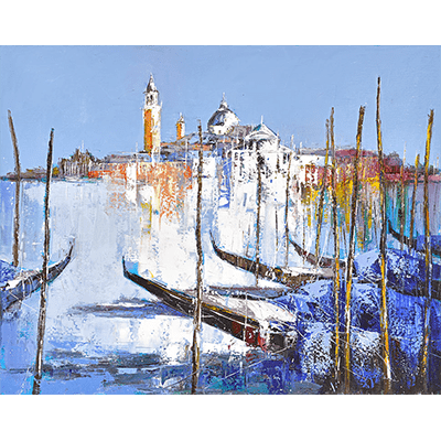 Les Bâches bleues à Venise 92 x 73